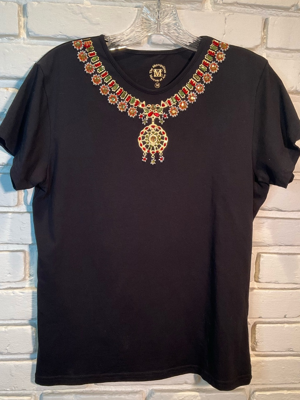 Metropolitan Museum of Art Metallic Jeweled Collar Design Sz Medium